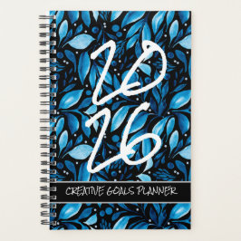 Customize Year 2026 Black/Blue Botanical Planner プランナー手帳