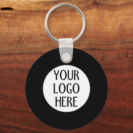 Customize Your Black White company logo キーホルダー (正面)