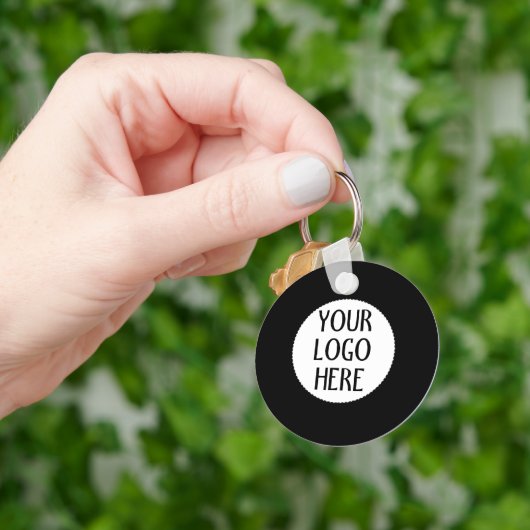 Customize Your Black White company logo キーホルダー (手)