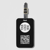 Customize Your Black White QR code company logo ラゲッジタグ (正面縦)