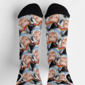 Customize Your custom two photo pattern Monogram ソックス (上部)