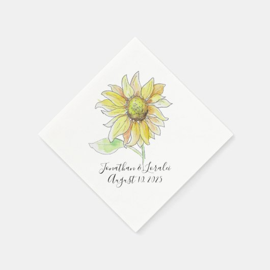 Customize your wedding napkins Sunflower スタンダードカクテルナプキン (角)