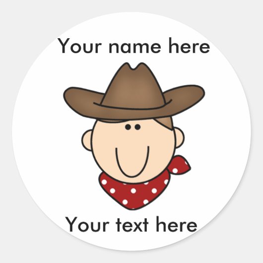 Customize Yourself Brown Cowboy ラウンドシール (正面)