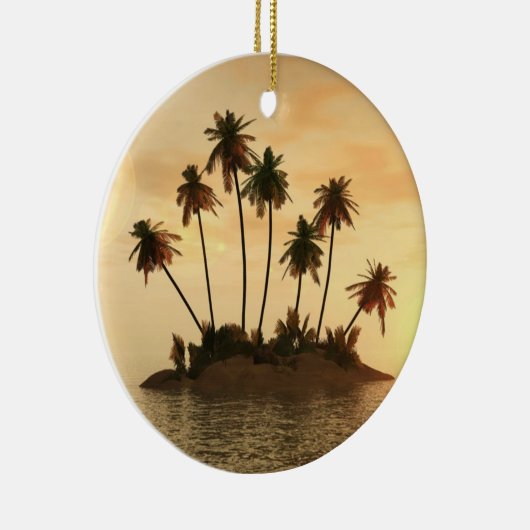 Customizeableのクリスマスのオーナメントのヤシの木 セラミックオーナメント (右)