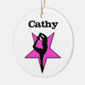 Customizeableのチアリーダーのピンクの星のオーナメント セラミックオーナメント (左)
