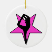 Customizeableのチアリーダーのピンクの星のオーナメント セラミックオーナメント (裏面)