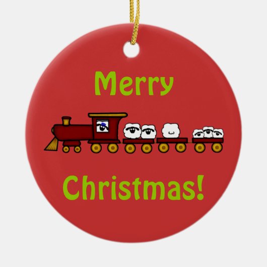 Customizeableのヒツジのクリスマスのオーナメント セラミックオーナメント (正面)