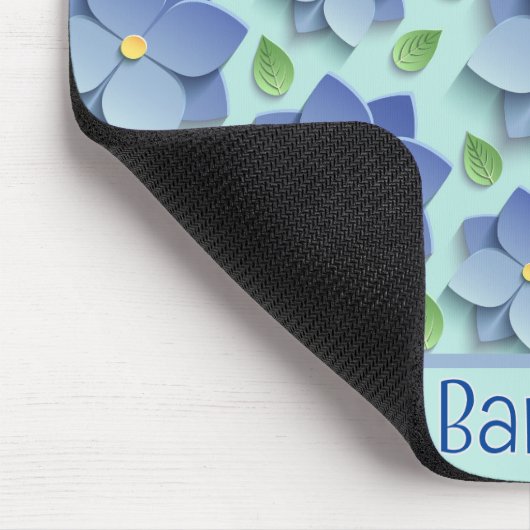 Customized 3 D Flowers In Blue マウスパッド (コーナー)