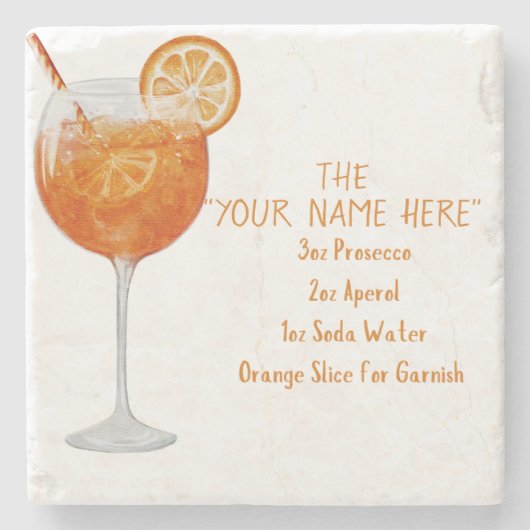 Customized Aperol Spritz Recipe Coaster ストーンコースター (正面)
