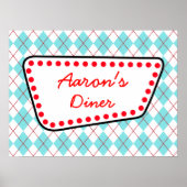 Customized Argyle Diner Sign Poster ポスター (正面)
