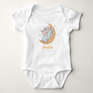 Customized Baby Bodysuits Moon Elephant ベビーボディスーツ