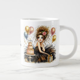 Customized Beautiful Birthday Girl ジャンボコーヒーマグカップ