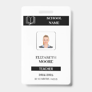 Customized black ID badge for teachers バッジ