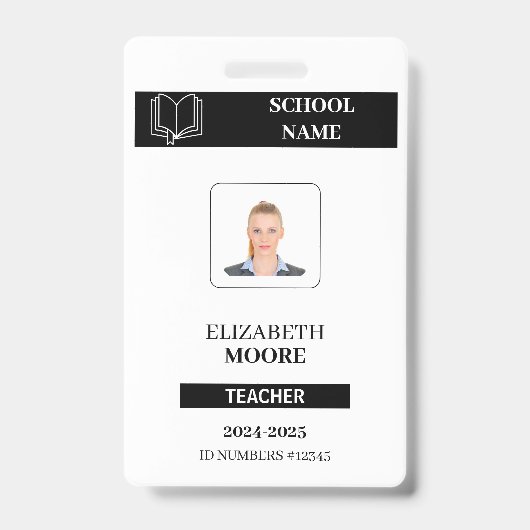 Customized black ID badge for teachers バッジ (正面)