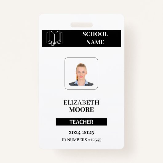 Customized black ID badge for teachers バッジ (正面)
