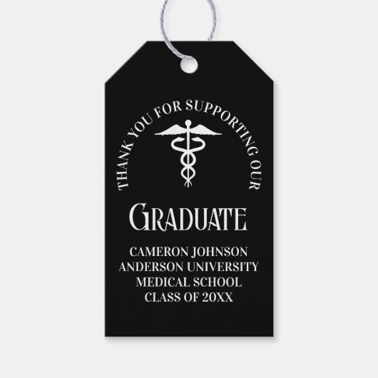 Customized Black Medical School Graduation Party ギフトタグ (正面)