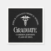 Customized Black Medical School Graduation Party スタンダードカクテルナプキン (正面)