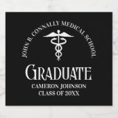 Customized Black Medical School Graduation Party スパークリングワインラベル (シングルラベル)