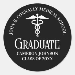 Customized Black Medical School Graduation Party ラウンドシール