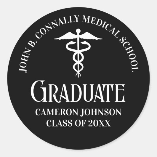 Customized Black Medical School Graduation Party ラウンドシール (正面)