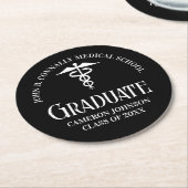 Customized Black Medical School Graduation Party ラウンドペーパーコースター (アングル)