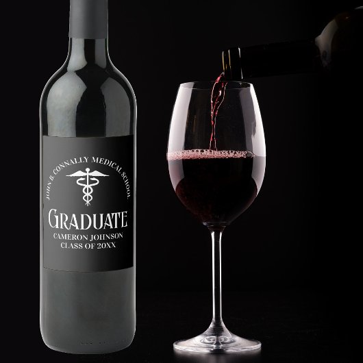 Customized Black Medical School Graduation Party ワインラベル
