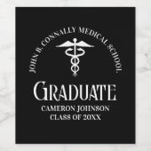 Customized Black Medical School Graduation Party ワインラベル (シングルラベル)