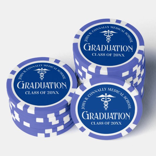 Customized Blue Medical School Graduation Party ポーカーチップ (積み重ね)