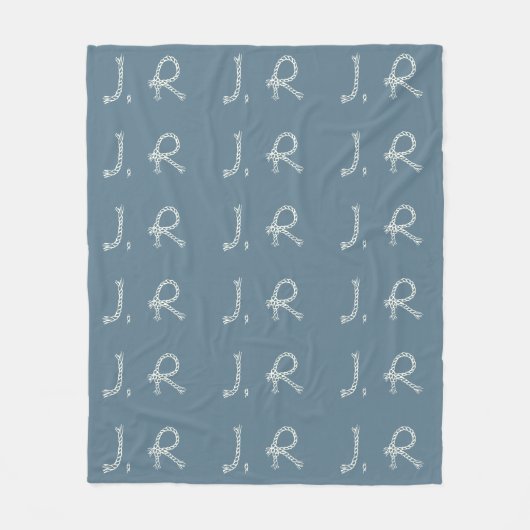 Customized Blue White Rope Knot Monogram Soft Warm フリースブランケット (正面)