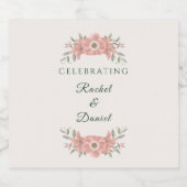 Customized Blush Garden Minimal Wedding スパークリングワインラベル (シングルラベル)