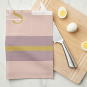 Customized Blush Pink Gold Stripe Monogram Chic  キッチンタオル (四つ折り)