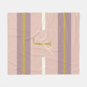 Customized Blush Pink Gold Stripe Monogram Chic  フリースブランケット (正面(横))
