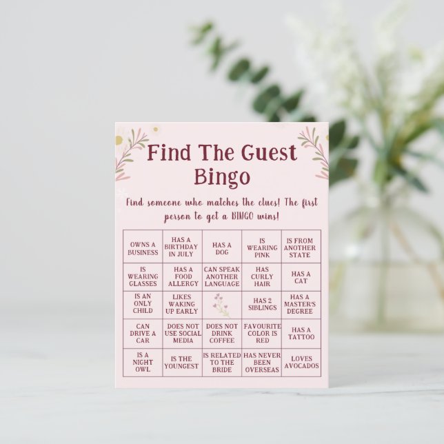 Customized Boho Floral Find The Guest Bingo Game  (スタンド正面)