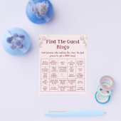 Customized Boho Floral Find The Guest Bingo Game チラシ (シングル)