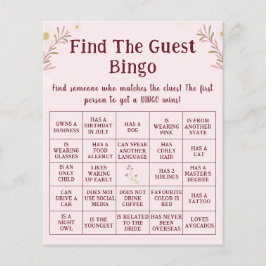 Customized Boho Floral Find The Guest Bingo Game チラシ
