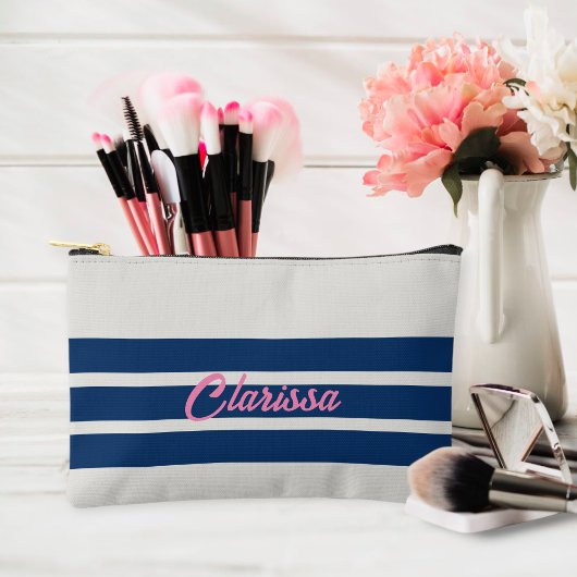 Customized canvas accessory bag - Customized strip アクセサリーポーチ