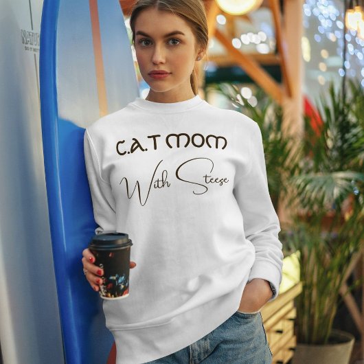 Customized Cat Mom Brown Script Funny Pet Lover スウェットシャツ