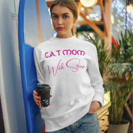 Customized Cat Mom Pink Script Funny Pet Lover スウェットシャツ