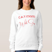 Customized Cat Mom Red Script Funny Pet Lover スウェットシャツ (正面)