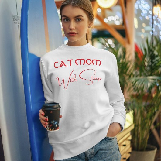 Customized Cat Mom Red Script Funny Pet Lover スウェットシャツ