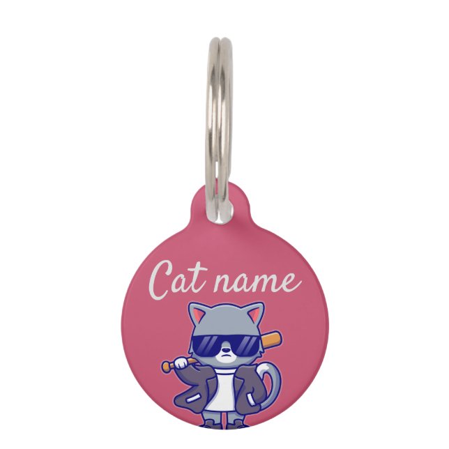 customized cat name and lost details black Cat ペット　ネームタグ (正面)