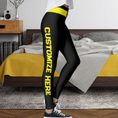 Customized Cat Pet Lover Black Yellow Custom Made レギンス