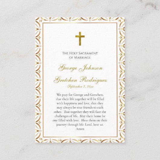 Customized Catholic Wedding Prayer Card プレイスカード (裏面)