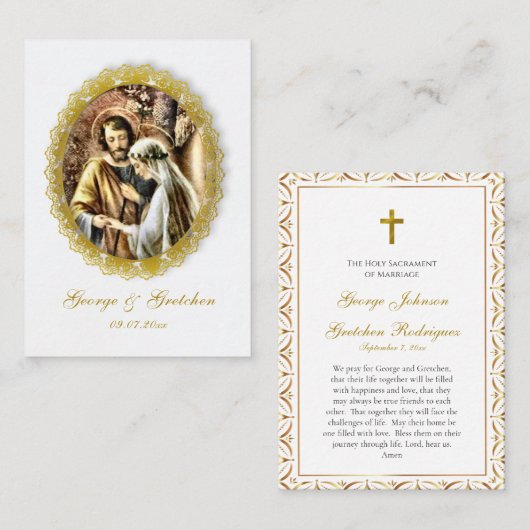 Customized Catholic Wedding Prayer Card プレイスカード (正面/裏面)