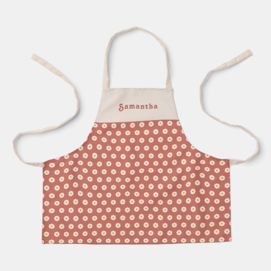 Customized children's apron with orange daisy エプロン (正面)