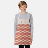 Customized children's apron with orange daisy  エプロン (着用した状態)