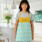 Customized children's apron with orange daisy  エプロン