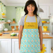 Customized children's apron with orange daisy  エプロン