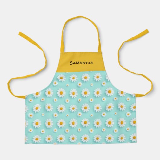 Customized children's apron with orange daisy  エプロン (正面)