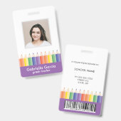 Customized Colorful School Teacher Code ID badge バッジ (正面&裏面)